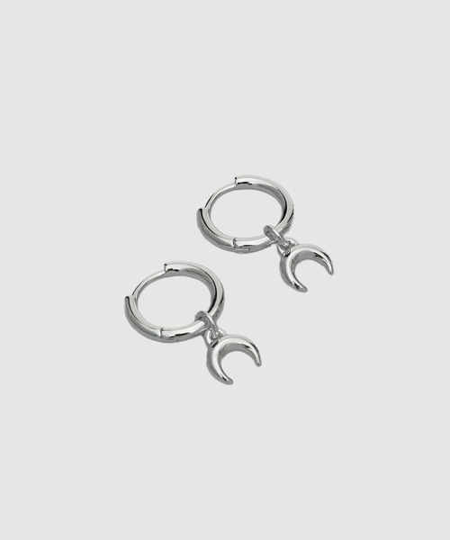 MARINE SERRE（マリーン・セル）の「SILVER PLATED MOON MINI CREOLES（ピアス（両耳用）・レディース・シルバー・ONE SIZE）」の2枚目の写真