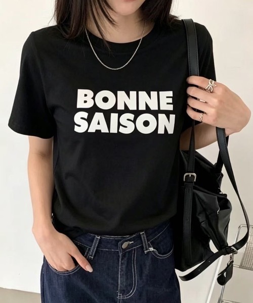 Maison Calme(メゾンカルム)の「【3 色展開】ロゴプリント T シャツ 半袖 レディース 定番 コットン(Tシャツ/カットソー・レディース・チャコール/ホワイト/グレー・F)」の3枚目の写真