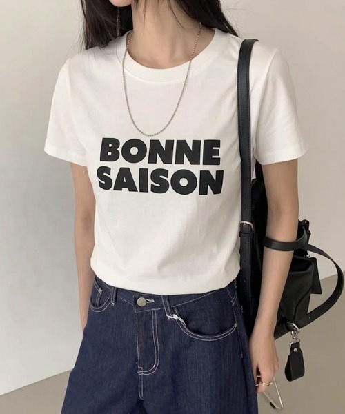 Maison Calme(メゾンカルム)の「【3 色展開】ロゴプリント T シャツ 半袖 レディース 定番 コットン(Tシャツ/カットソー・レディース・チャコール/ホワイト/グレー・F)」の19枚目の写真