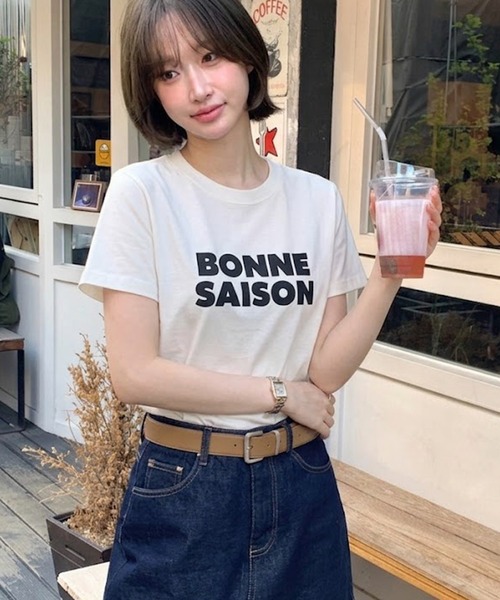 Maison Calme(メゾンカルム)の「【3 色展開】ロゴプリント T シャツ 半袖 レディース 定番 コットン(Tシャツ/カットソー・レディース・チャコール/ホワイト/グレー・F)」の21枚目の写真