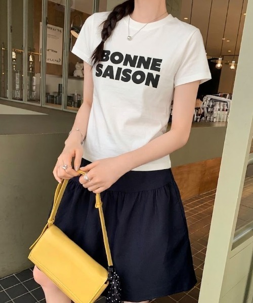 Maison Calme(メゾンカルム)の「【3 色展開】ロゴプリント T シャツ 半袖 レディース 定番 コットン(Tシャツ/カットソー・レディース・チャコール/ホワイト/グレー・F)」の22枚目の写真