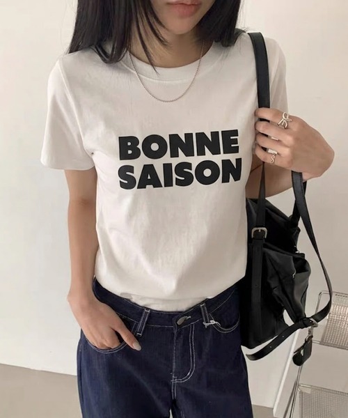 Maison Calme(メゾンカルム)の「【3 色展開】ロゴプリント T シャツ 半袖 レディース 定番 コットン(Tシャツ/カットソー・レディース・チャコール/ホワイト/グレー・F)」の20枚目の写真