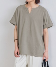 綿100%キーネックドルマンTシャツ