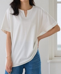 綿100%キーネックドルマンTシャツ
