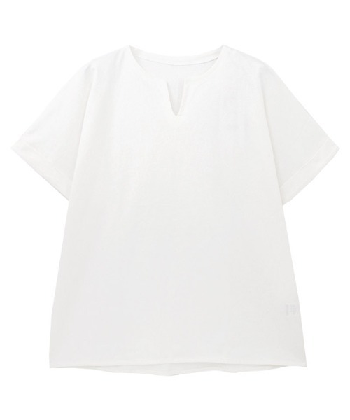 Pierrot(ピエロ)の「綿100%キーネックドルマンTシャツ(Tシャツ/カットソー・レディース・ブラック/グレー系その他/オフホワイト/ブルー/チャコール・M/L)」の7枚目の写真