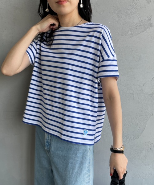 ORCIVAL（オーシバル）の「[ORCIVAL/オーシバル] ボートネック ショートスリーブカットソー（Tシャツ/カットソー・レディース・ブラック/グレー系その他/ライトベージュ/ホワイト/グレー系その他2/ブルー系その他・1）」の6枚目の写真