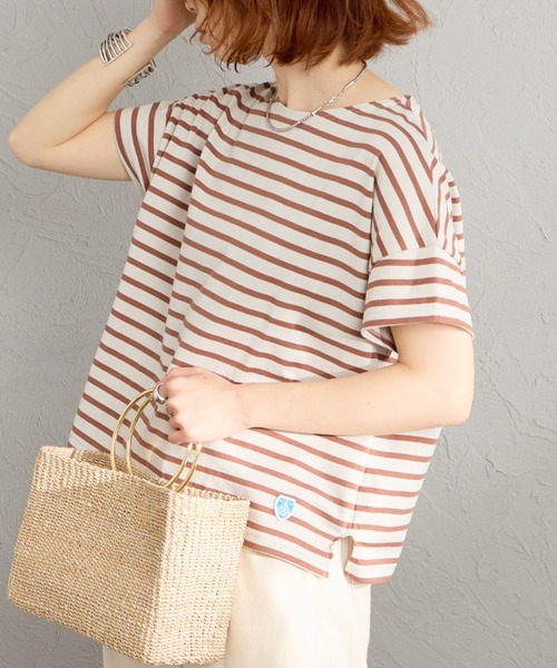 ORCIVAL（オーシバル）の「[ORCIVAL/オーシバル] ボートネック ショートスリーブカットソー（Tシャツ/カットソー・レディース・ブラック/グレー系その他/ライトベージュ/ホワイト/グレー系その他2/ブルー系その他・1）」の5枚目の写真