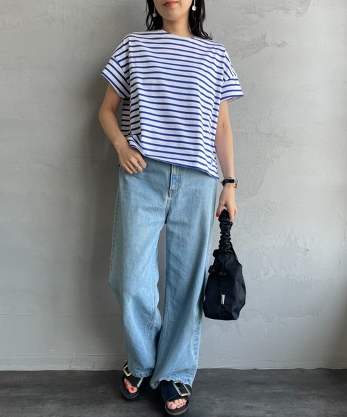 ORCIVAL（オーシバル）の「[ORCIVAL/オーシバル] ボートネック ショートスリーブカットソー（Tシャツ/カットソー・レディース・ブラック/グレー系その他/ライトベージュ/ホワイト/グレー系その他2/ブルー系その他・1）」の20枚目の写真