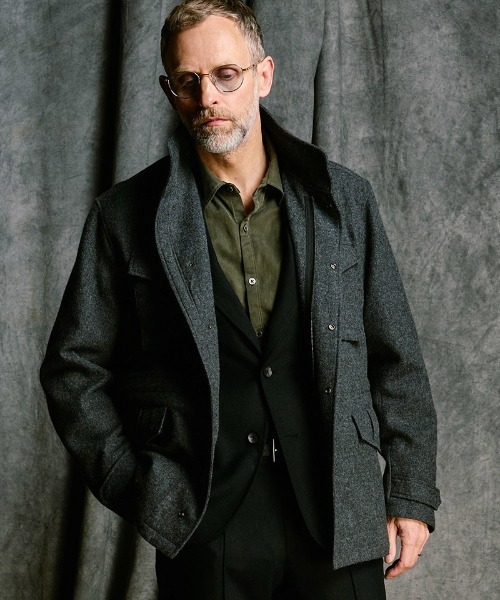 wjk(ダヴルジェイケイ)の「mj11525- milled wool field jacket フィールドジャケット(1880 wo12j)(ブルゾン・メンズ・チャコール/ブラック・S/M/L/XL)」の3枚目の写真