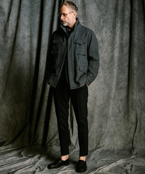 wjk(ダヴルジェイケイ)の「mj11525- milled wool field jacket フィールドジャケット(1880 wo12j)(ブルゾン・メンズ・チャコール/ブラック・S/M/L/XL)」の5枚目の写真