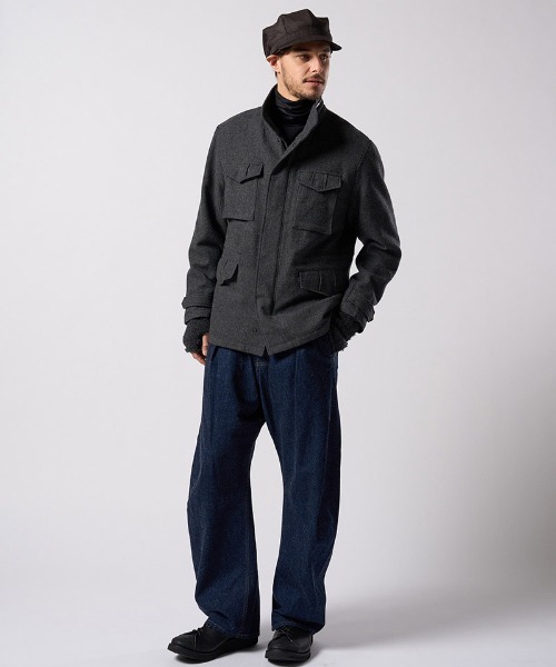 wjk(ダヴルジェイケイ)の「mj11525- milled wool field jacket フィールドジャケット(1880 wo12j)(ブルゾン・メンズ・チャコール/ブラック・S/M/L/XL)」の16枚目の写真