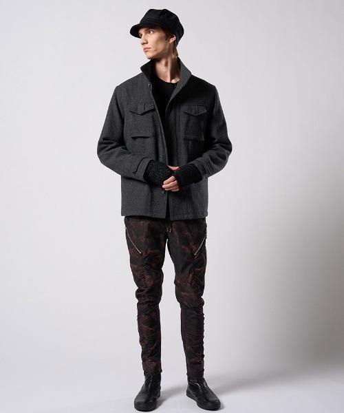 wjk(ダヴルジェイケイ)の「mj11525- milled wool field jacket フィールドジャケット(1880 wo12j)(ブルゾン・メンズ・チャコール/ブラック・S/M/L/XL)」の17枚目の写真