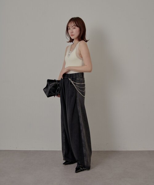 mline（エムライン）の「[mline]シアーレイヤーキャミソール（キャミソール・レディース・アイボリー/チャコールグレー/ブラック・FREE）」の6枚目の写真
