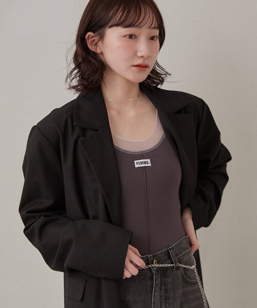 mline（エムライン）の「[mline]シアーレイヤーキャミソール（キャミソール・レディース・アイボリー/チャコールグレー/ブラック・FREE）」の21枚目の写真