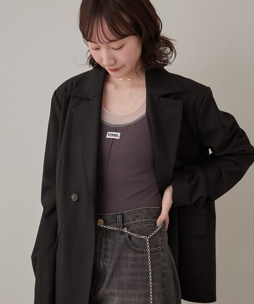 mline（エムライン）の「[mline]シアーレイヤーキャミソール（キャミソール・レディース・アイボリー/チャコールグレー/ブラック・FREE）」の17枚目の写真