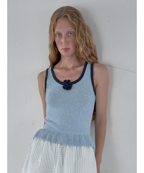 Kijun(キジュン)の「Corsage Ruffle Knit Sleeveless Sky Blue(Tシャツ/カットソー・レディース・その他・SMALL/MEDIUM)」の2枚目の写真