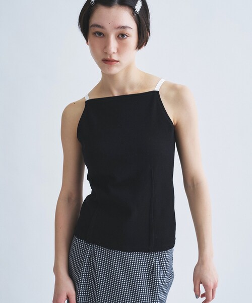 CODE A(コードエー)の「edge line camisole(タンクトップ・レディース・ブラック/ホワイト/ライトイエロー系/ボルドー・00)」の5枚目の写真
