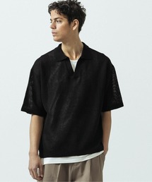 SLICK | 【SLICK/スリック】Linen Mix Sheer Mesh Knit Skipper Polo/リネンミックス シアーメッシュニット スキッパーポロ(ポロシャツ)