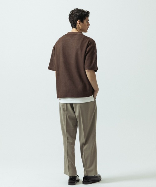 SLICK（スリック）の「【SLICK/スリック】Linen Mix Sheer Mesh Knit Skipper Polo/リネンミックス シアーメッシュニット スキッパーポロ（ポロシャツ・メンズ・ブラック/ブルー/ブラウン/キナリ・1/2/3）」の15枚目の写真