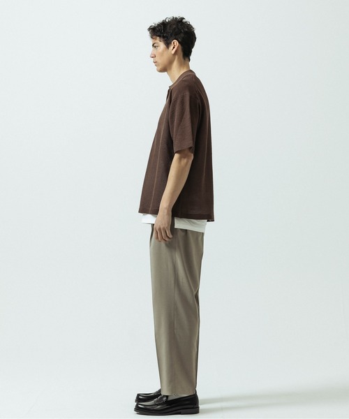SLICK（スリック）の「【SLICK/スリック】Linen Mix Sheer Mesh Knit Skipper Polo/リネンミックス シアーメッシュニット スキッパーポロ（ポロシャツ・メンズ・ブラック/ブルー/ブラウン/キナリ・1/2/3）」の17枚目の写真