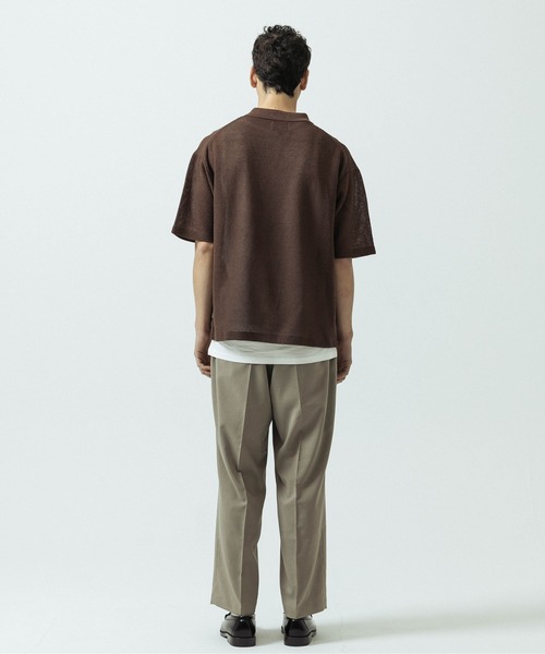 SLICK（スリック）の「【SLICK/スリック】Linen Mix Sheer Mesh Knit Skipper Polo/リネンミックス シアーメッシュニット スキッパーポロ（ポロシャツ・メンズ・ブラック/ブルー/ブラウン/キナリ・1/2/3）」の18枚目の写真