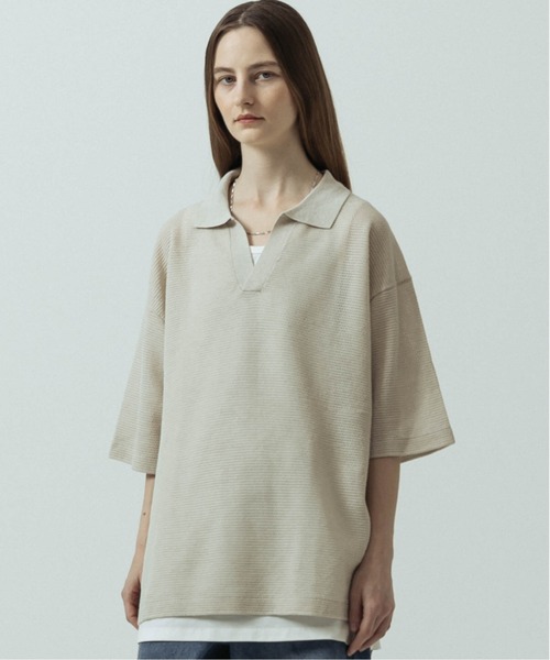 SLICK（スリック）の「【SLICK/スリック】Linen Mix Sheer Mesh Knit Skipper Polo/リネンミックス シアーメッシュニット スキッパーポロ（ポロシャツ・メンズ・ブラック/ブルー/ブラウン/キナリ・1/2/3）」の19枚目の写真