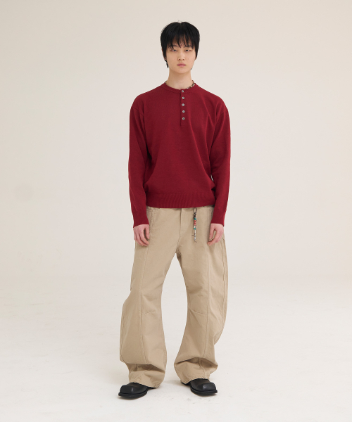 AKECII(アケシ)の「アンディソフトヘンリーネックニット_ワイン(ニット/セーター・メンズ・その他・LARGE/MEDIUM)」の3枚目の写真