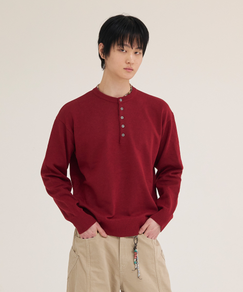 AKECII(アケシ)の「アンディソフトヘンリーネックニット_ワイン(ニット/セーター・メンズ・その他・LARGE/MEDIUM)」の5枚目の写真