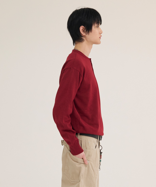AKECII(アケシ)の「アンディソフトヘンリーネックニット_ワイン(ニット/セーター・メンズ・その他・LARGE/MEDIUM)」の7枚目の写真