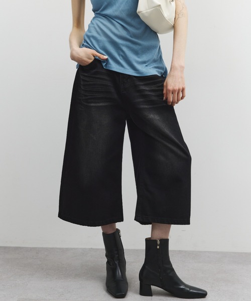 ELTONE(エルトーン)の「ワイドデニムミディパンツ(デニムパンツ・レディース・ブルー/ブラック・SMALL/MEDIUM)」の6枚目の写真