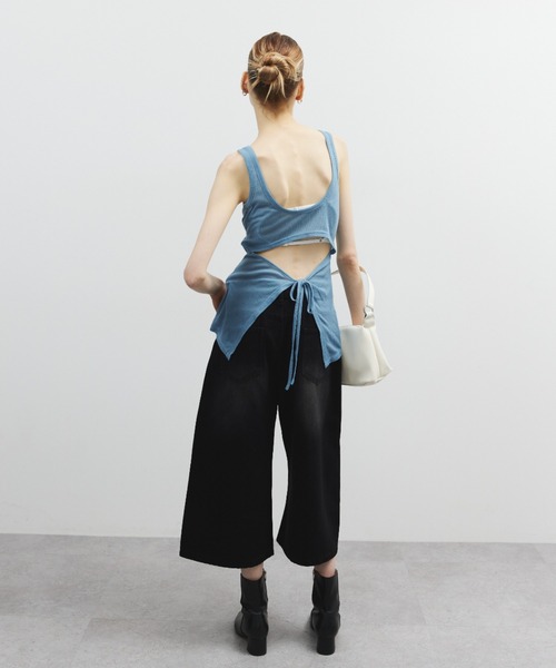 ELTONE(エルトーン)の「ワイドデニムミディパンツ(デニムパンツ・レディース・ブルー/ブラック・SMALL/MEDIUM)」の7枚目の写真