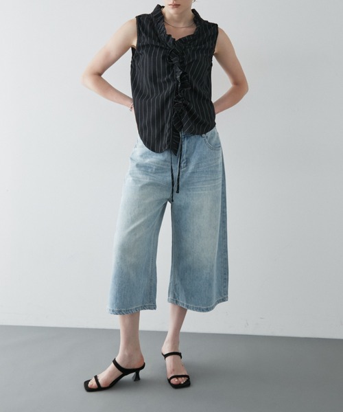 ELTONE(エルトーン)の「ワイドデニムミディパンツ(デニムパンツ・レディース・ブルー/ブラック・SMALL/MEDIUM)」の20枚目の写真