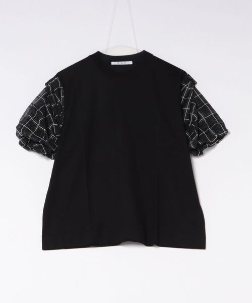 H.A.K(ハク)の「スワイー天竺+シースルーチェックカットソー(Tシャツ/カットソー・レディース・ホワイト/ブラック・FREE)」の2枚目の写真