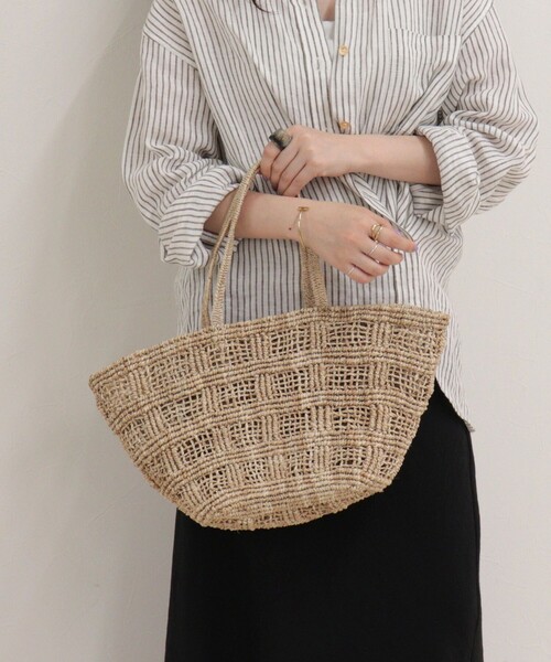 fredy emue(フレディエミュ)の「【BAGMATI/バグマティ】格子編みアバカトートバッグ(トートバッグ・レディース・ブラウン/ベージュ・FREE)」の2枚目の写真