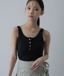 パット付きヘンリーネックタンクトップ