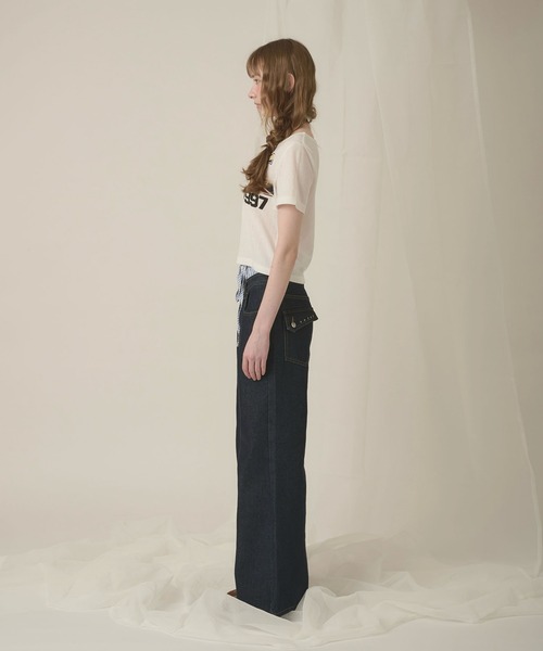 hazyl(ヘイジル)の「eyelet logo henry T-shirt/アイレットロゴヘンリーTシャツ(Tシャツ/カットソー・レディース・グレー/オフホワイト・フリー)」の12枚目の写真