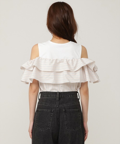 AND COUTURE(アンドクチュール)の「カットドッキングフリルブラウス(シャツ/ブラウス・レディース・ブルー/ベージュ・FREE)」の13枚目の写真