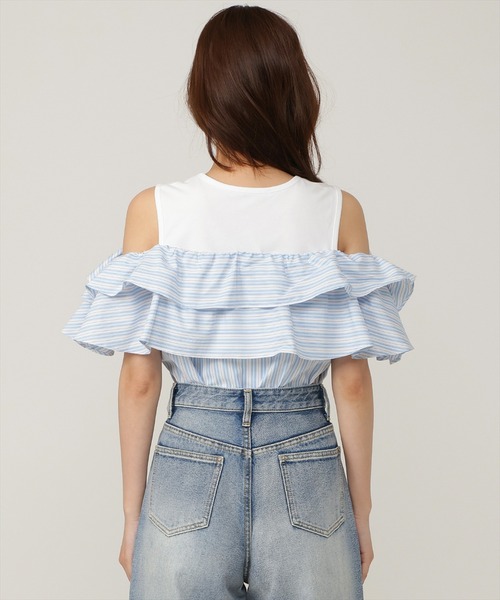 AND COUTURE(アンドクチュール)の「カットドッキングフリルブラウス(シャツ/ブラウス・レディース・ブルー/ベージュ・FREE)」の14枚目の写真
