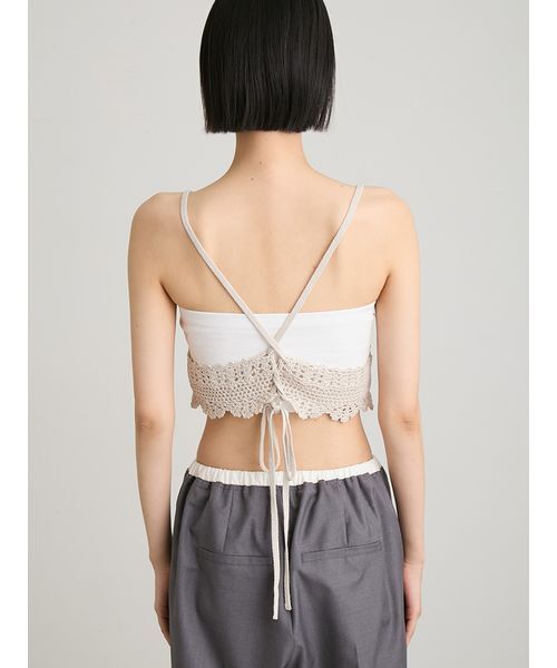 MIESROHE(ミースロエ)の「ペーパーヤーンかぎ針ニットビスチェ(その他トップス・レディース・ブラック/ライトブルー/ライトベージュ・F)」の6枚目の写真