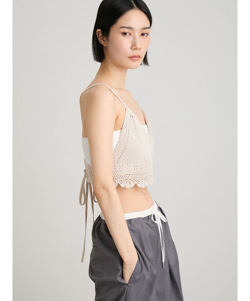 MIESROHE(ミースロエ)の「ペーパーヤーンかぎ針ニットビスチェ(その他トップス・レディース・ブラック/ライトブルー/ライトベージュ・F)」の7枚目の写真