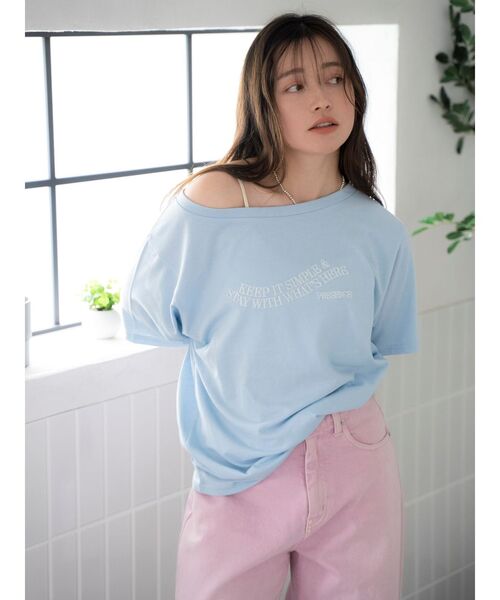 Ungrid(アングリッド)の「UV機能ワンショルロゴコンパクトTee(Tシャツ/カットソー・レディース・オフホワイト/ブルー/チャコールグレー・FREE)」の14枚目の写真