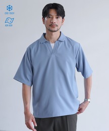 【防シワ/接触冷感】機能性半袖キーネックプルオーバーシャツ