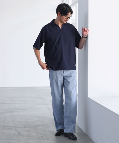 SPU(スプ)の「【防シワ/接触冷感】機能性半袖キーネックプルオーバーシャツ(シャツ/ブラウス・メンズ・サックスブルー/ホワイト/ネイビー/チャコール・S/M/L/XL)」の17枚目の写真