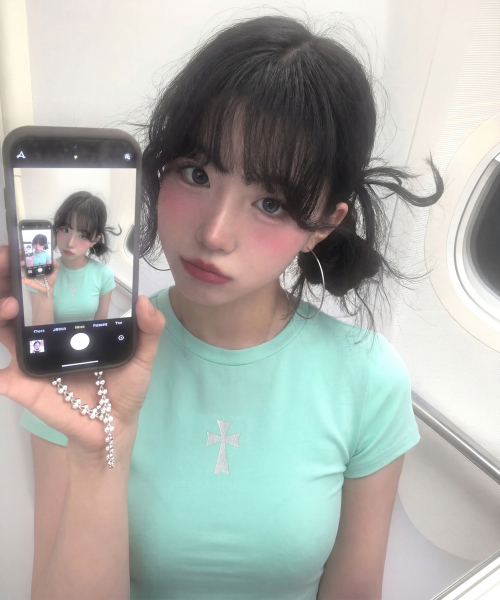 GRAVER（グレーバー）の「[ウィメンズ]CROSS_ベイビーティー_3カラー（Tシャツ/カットソー・レディース・ホワイト/PINK/ミント・ONE SIZE）」の10枚目の写真