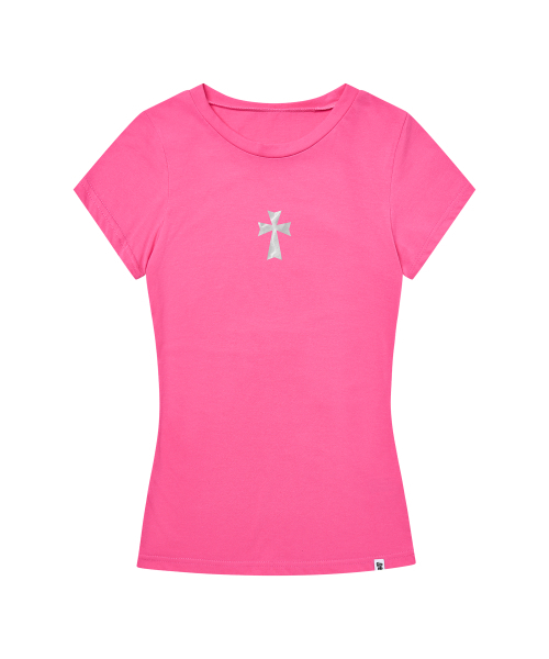GRAVER（グレーバー）の「[ウィメンズ]CROSS_ベイビーティー_3カラー（Tシャツ/カットソー・レディース・ホワイト/PINK/ミント・ONE SIZE）」の6枚目の写真
