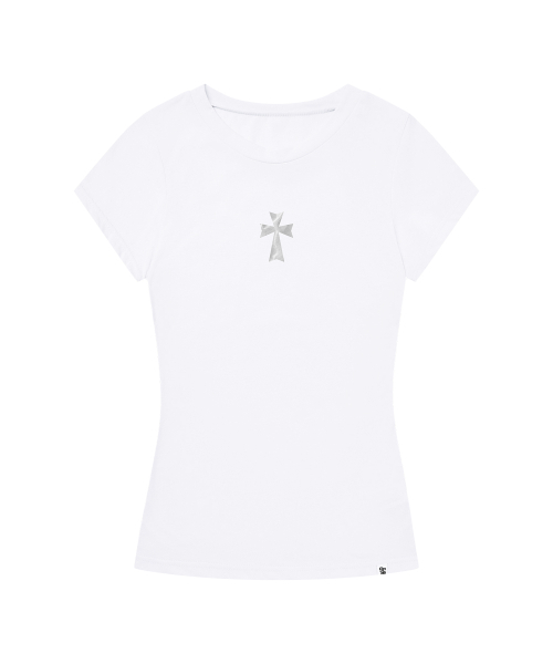 GRAVER（グレーバー）の「[ウィメンズ]CROSS_ベイビーティー_3カラー（Tシャツ/カットソー・レディース・ホワイト/PINK/ミント・ONE SIZE）」の5枚目の写真