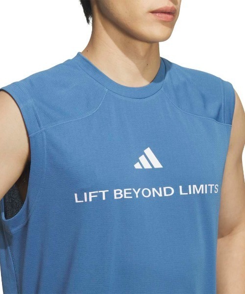 adidas（アディダス）の「【別注】adidas アディダス テック エッセンシャルズ クールセンサー ワーディング グラフィック タンクトップ 限定コラボ（Tシャツ/カットソー・メンズ・ブルー/ブラック・L/S/M/LL/3L）」の5枚目の写真