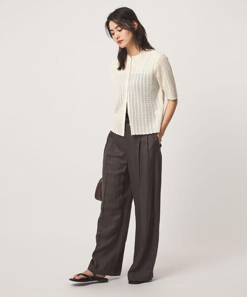 green label relaxing(グリーンレーベルリラクシング)の「ガラアミ クルーネック カーディガン(カーディガン/ボレロ・レディース・オフホワイト/ブラック・FREE)」の9枚目の写真