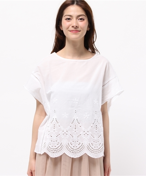 earth music&ecology（アースミュージックアンドエコロジー）の「【2016Summer】刺繍スクエアブラウス（シャツ/ブラウス・レディース・イエロー/カーキ/オフホワイト/ネイビー・FREE）」の5枚目の写真