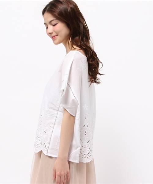 earth music&ecology（アースミュージックアンドエコロジー）の「【2016Summer】刺繍スクエアブラウス（シャツ/ブラウス・レディース・イエロー/カーキ/オフホワイト/ネイビー・FREE）」の6枚目の写真